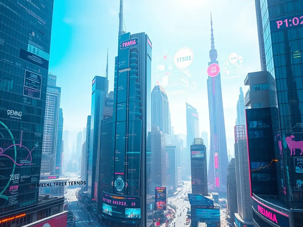 A futuristic cityscape with glowing lines and digital interfaces, representing the advanced technology and innovative solutions planned for future phases of the REDIANT project.