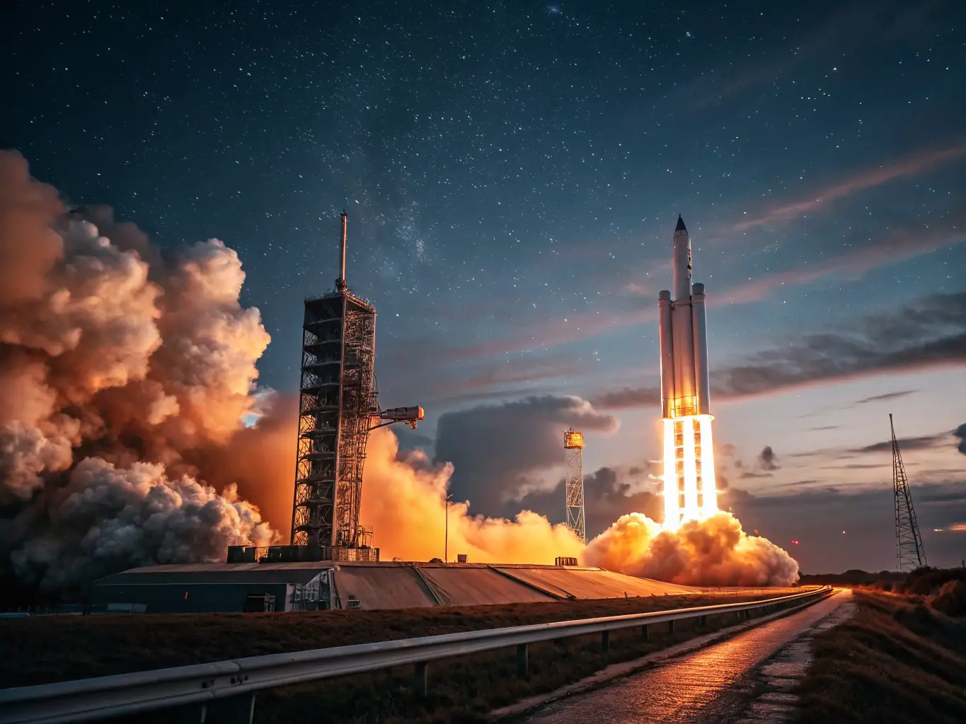 A digital illustration depicting a rocket launching into space, symbolizing the launch of a new feature or milestone in the REDIANT project.